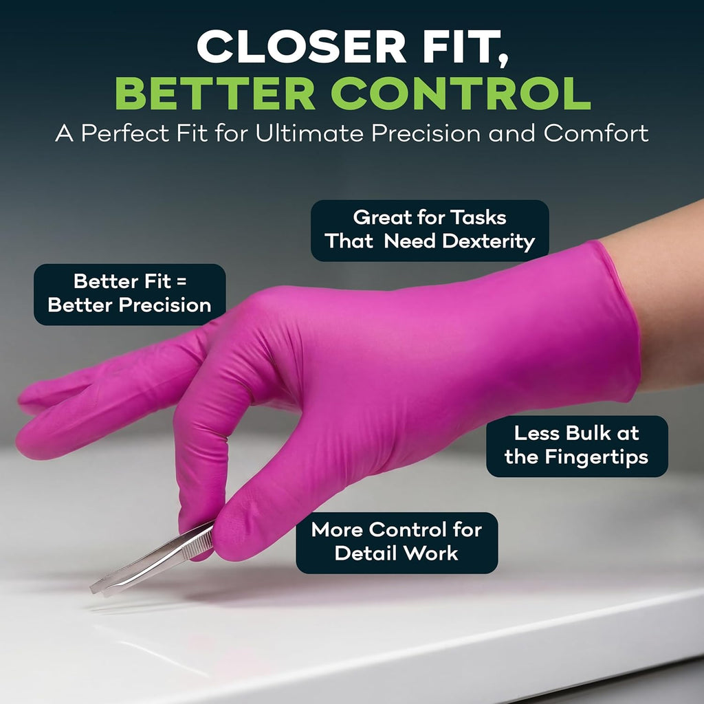 Fuchsia Hot Pink Nitrile Disposable Gloves -3 Mil Medical Exam Nitrile Gloves -Powder and Latex Free