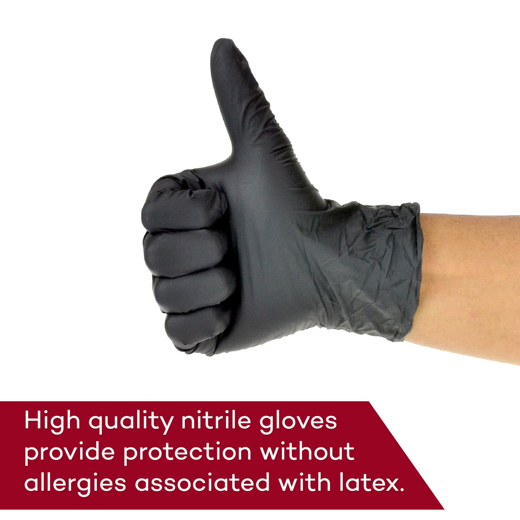 Nitrile Exam Gloves, Black – 100 Count Disposable, Non-Irritating, Latex Free, Multi-Purpose for First Aid and Medical Facilities (Small, Pack of 1)