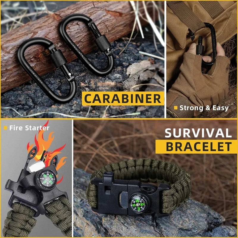 Survival Kits 57 Pcs,Emergency Survival Gear Tools for Outdoor Camping, Hiking,Gifts for Men Dad Husband Teenage Boy