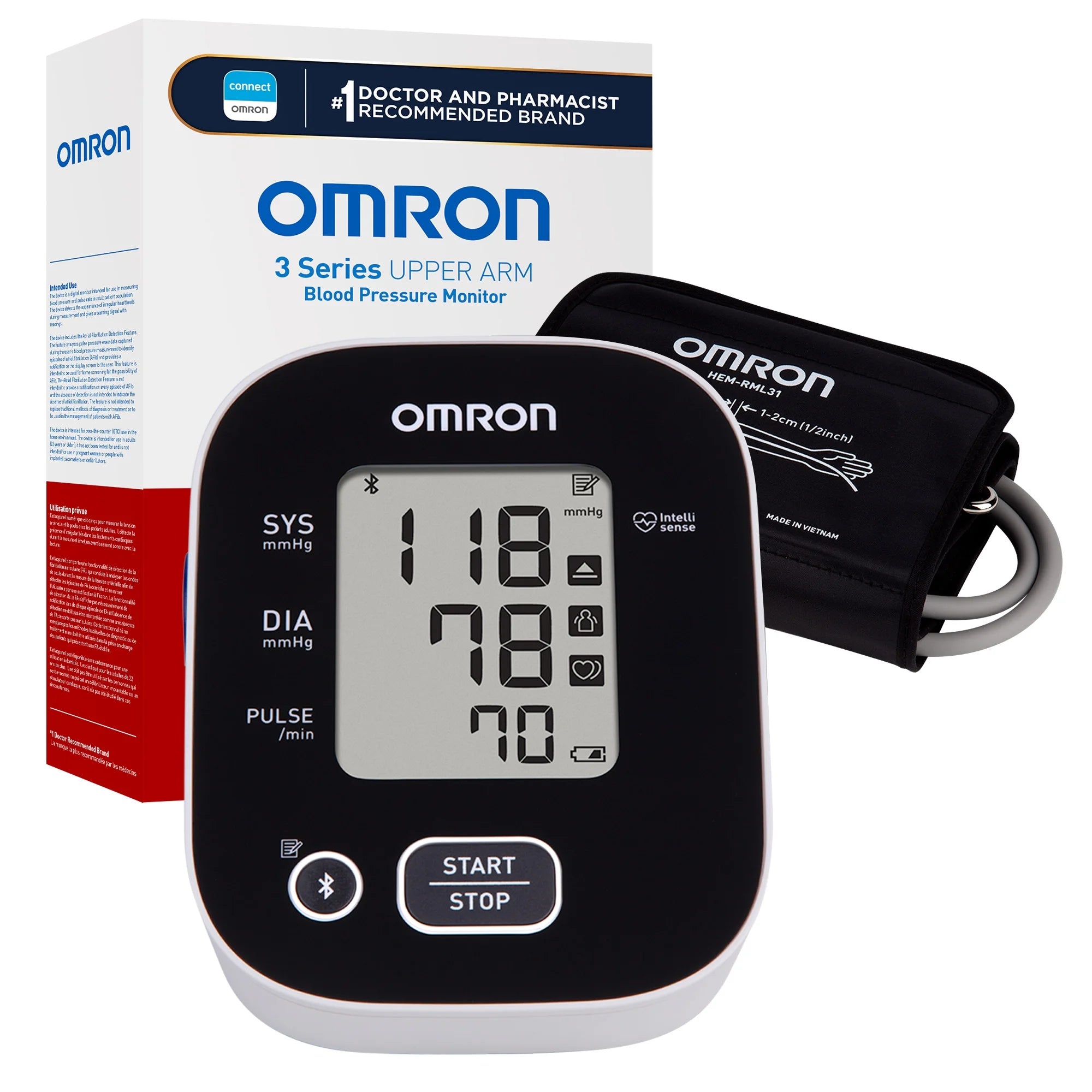 3 Series Upper Arm Blood Pressure Monitor with Arm Cuff – Home Use BP Monitor
