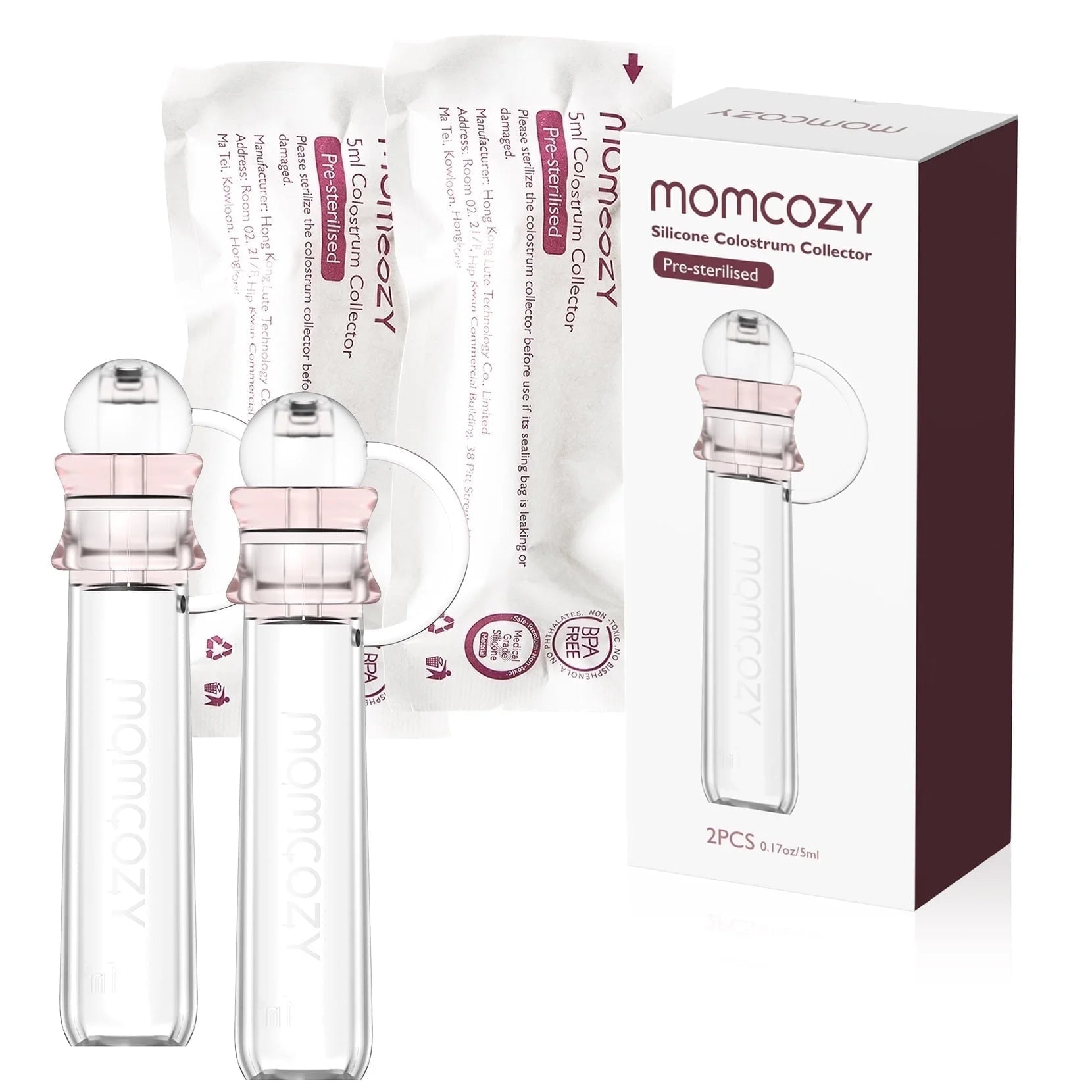 Colostrum Collector, Portable Reusable Breast Milk Collector and Storage Bottles, 5Ml, 2Pcs