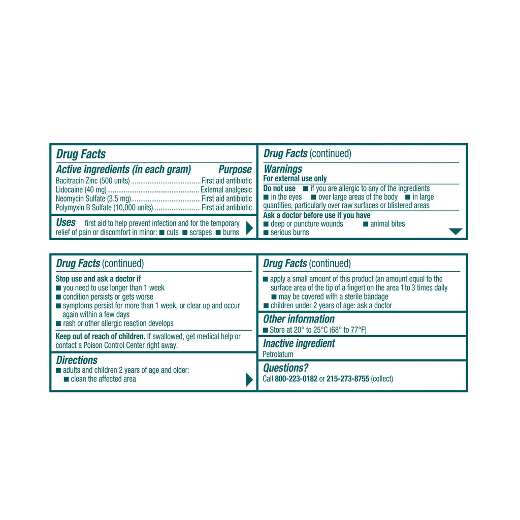 + Lidocaine Pain Relief Triple Antibiotic Ointment, 0.5 Oz