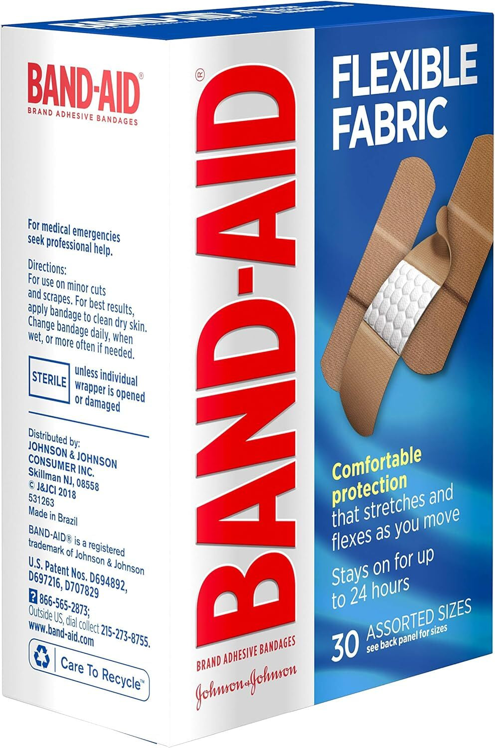 Band-Aid Brand Flexible Fabric Adhesive Bandages for First Aid, 2 Size (30-100)