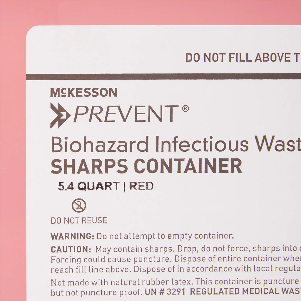 Biohazard Sharps Container, Puncture-Resistant Lockable Bin - Red, 5.4 Qt, 1 Ct