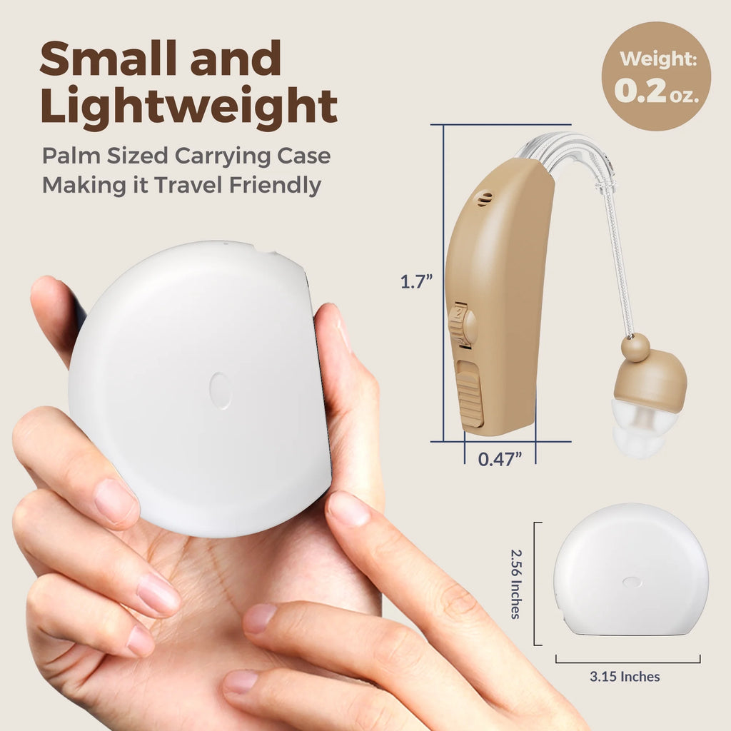 Rechargeable Pair Hearing Aid for Seniors, Personal Sound Amplifier - Beige