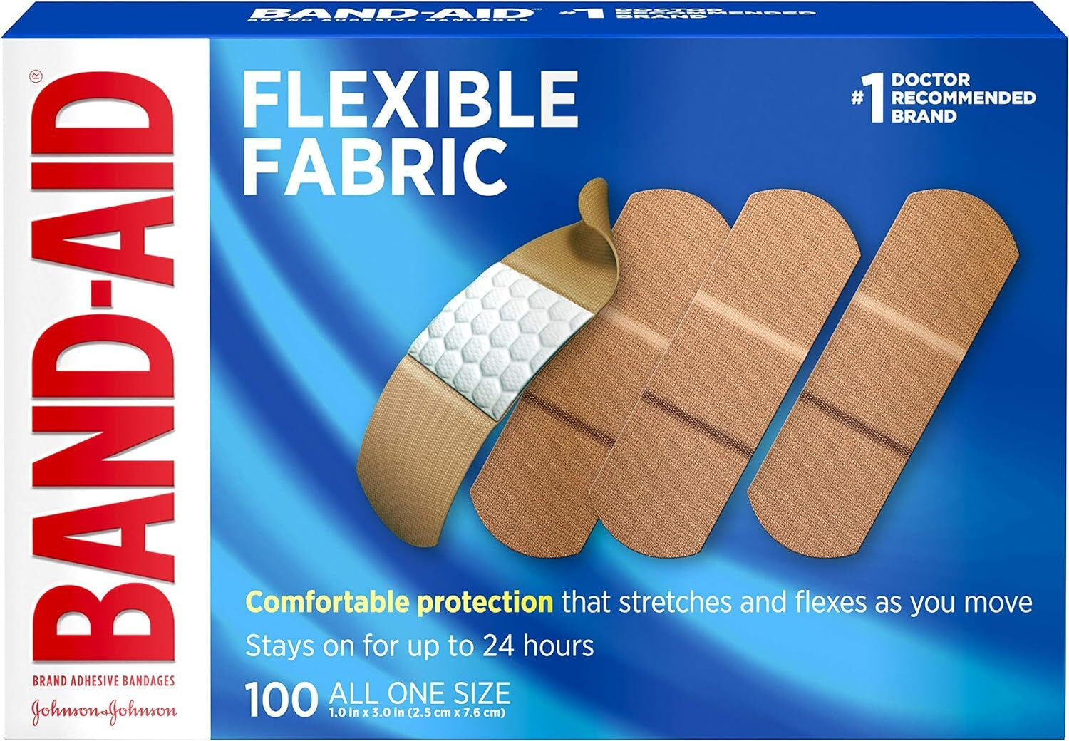 Band-Aid Brand Flexible Fabric Adhesive Bandages for First Aid, 2 Size (30-100)