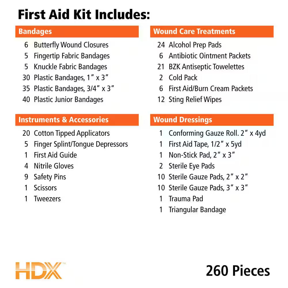 260-Piece OSHA Rated First Aid Kit