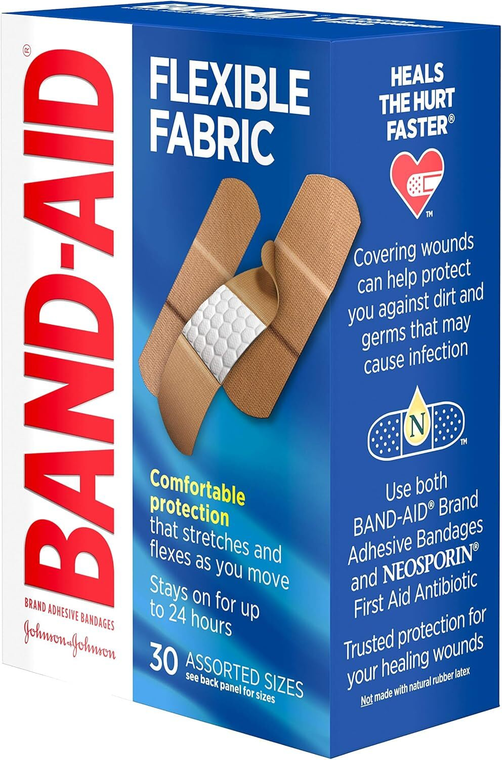 Band-Aid Brand Flexible Fabric Adhesive Bandages for First Aid, 2 Size (30-100)