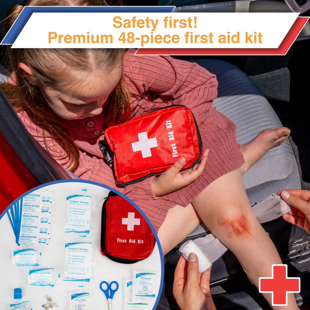 - Emergency Roadside & First Aid Kit - Essential Car Safety Tool Pack (90 Pieces)