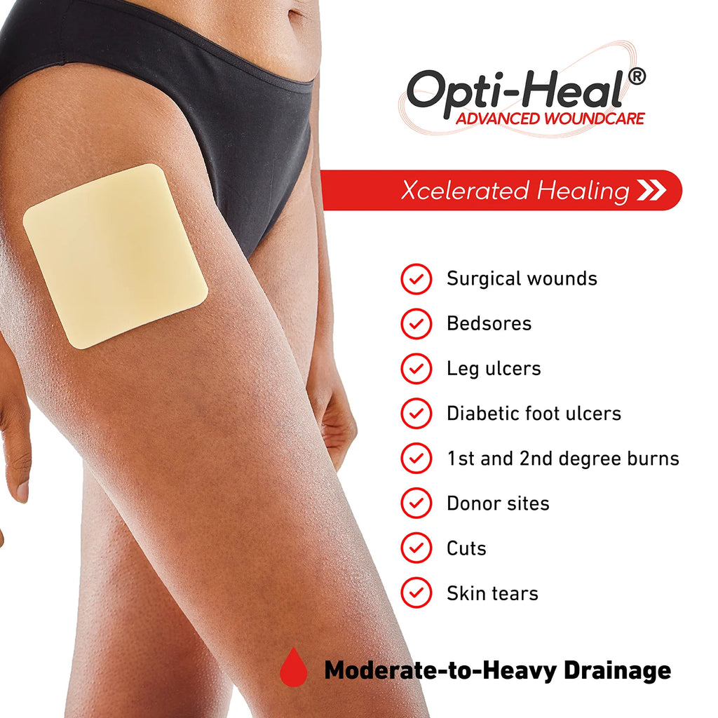 Opti-Heal Silicone Foam Absorbent Pad 4X4, 3CT