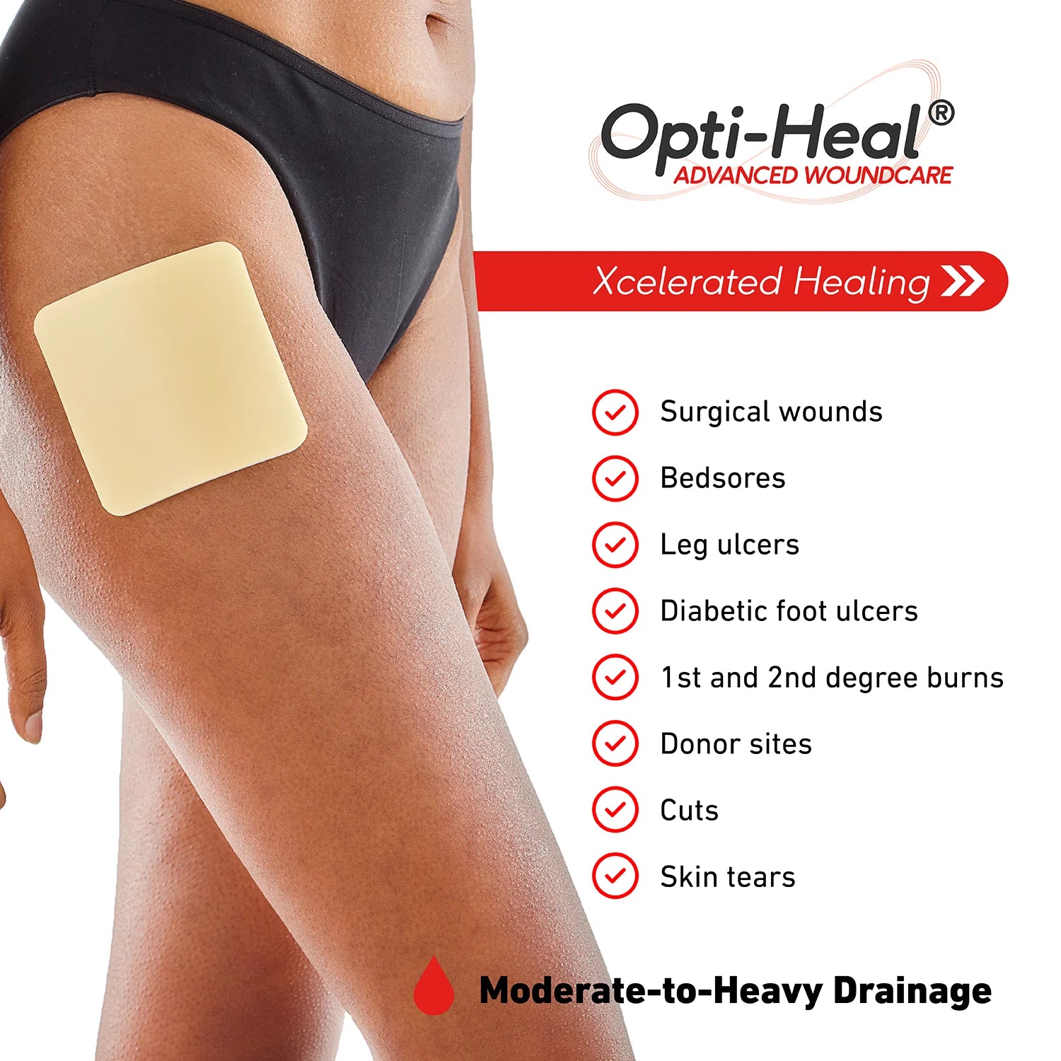 Opti-Heal Silicone Foam Absorbent Pad 4X4, 3CT