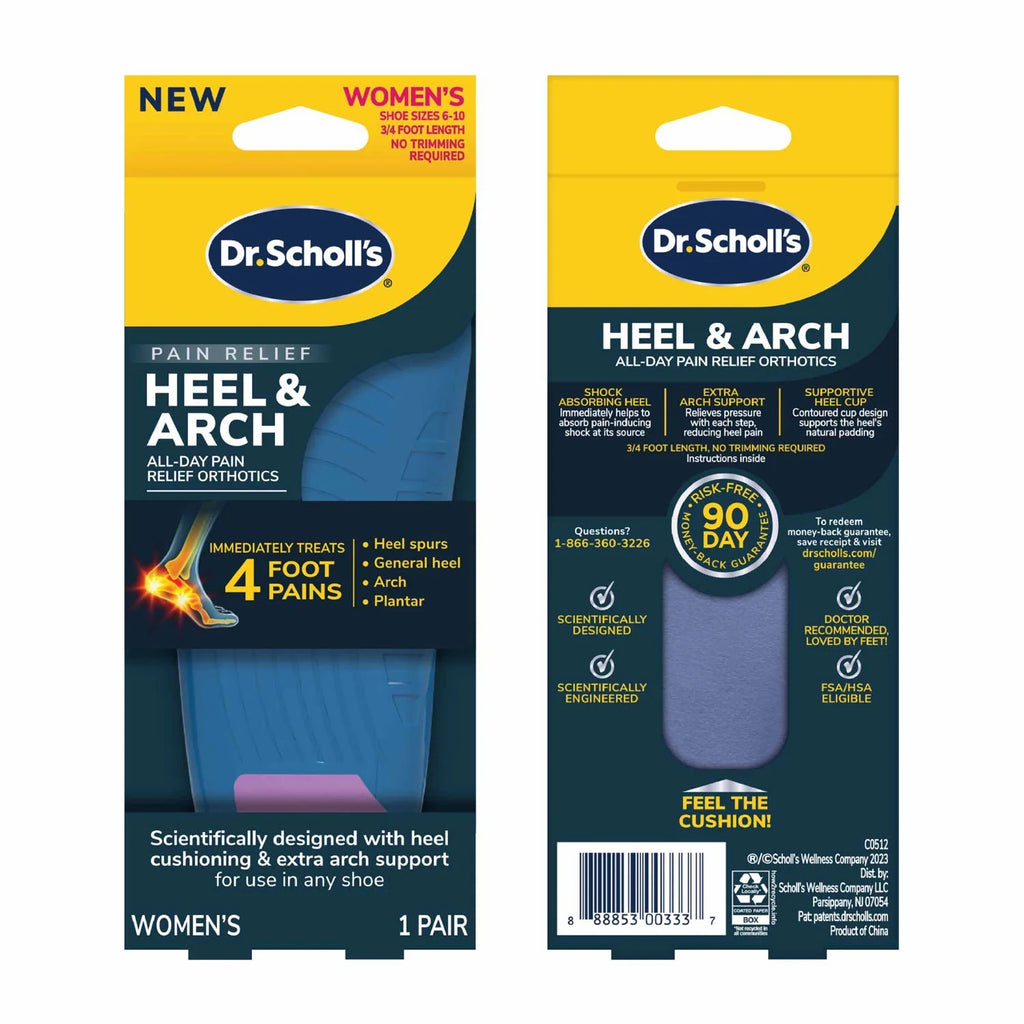 Heel & Arch Pain Relief Orthotics for Women, Size 6-10