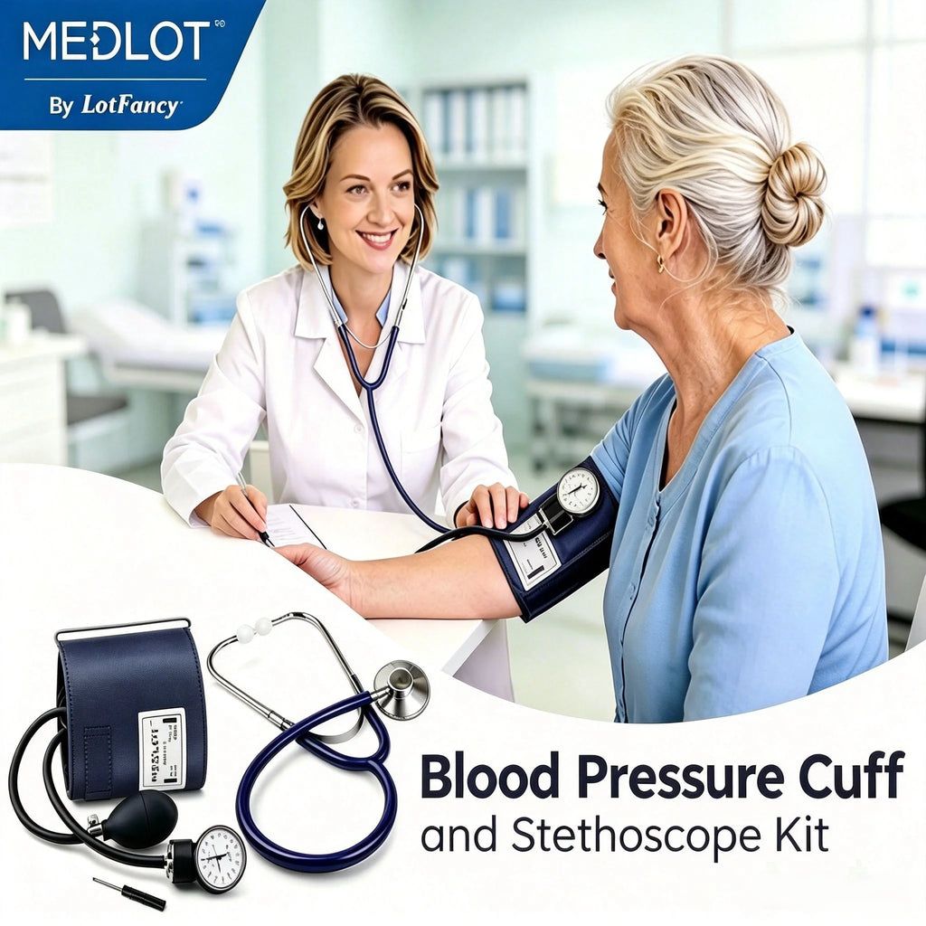 Manual Blood Pressure Cuff, Aneroid Sphygmomanometer and Stethoscope Kit, BP Cuff 10"-16"