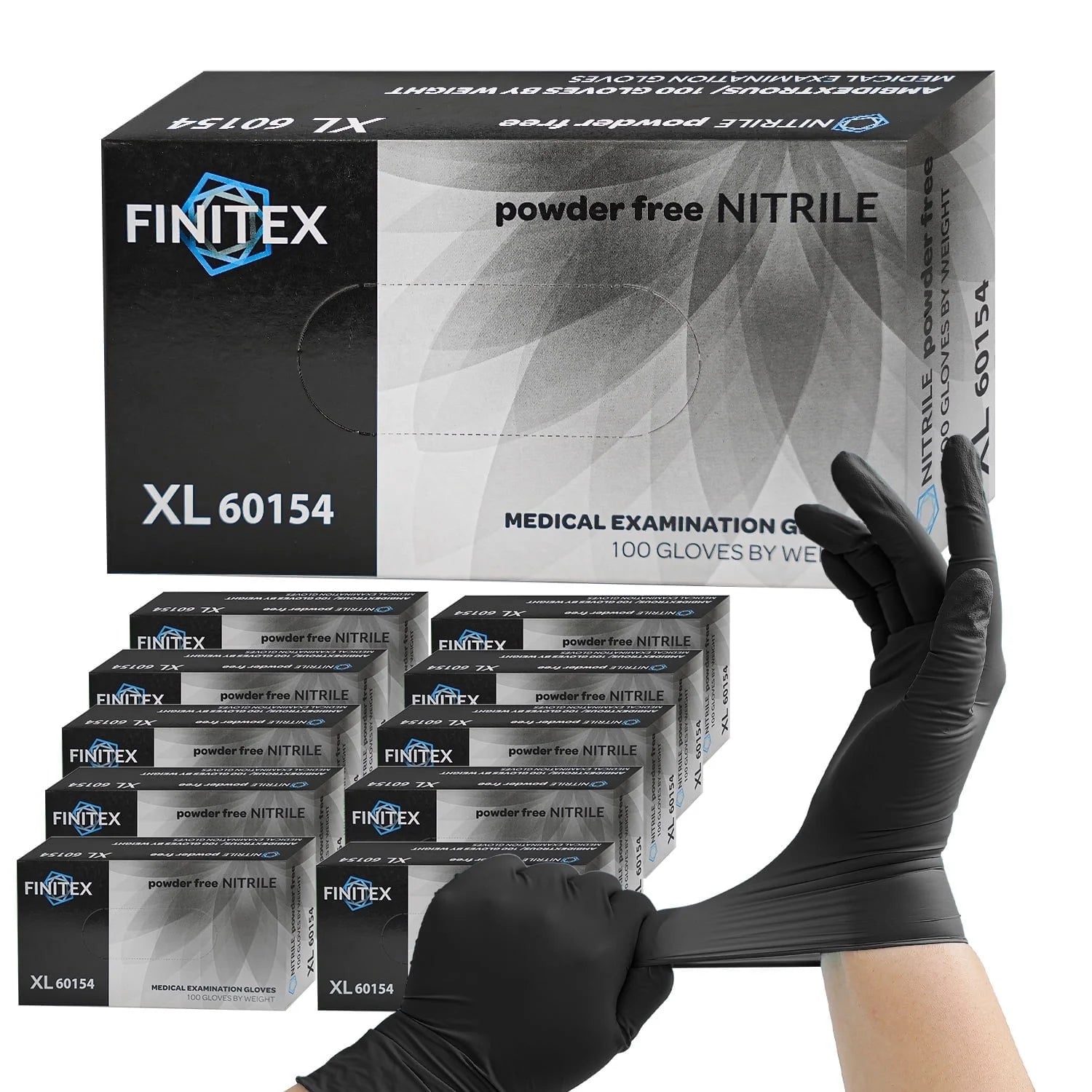 1000PCS Black Disposable Gloves Nitrile, Food Safe Gloves for Cooking, Food Prep, Powder-Free, Latex-Free, Textured Grip, 3.2 Mil, Medium