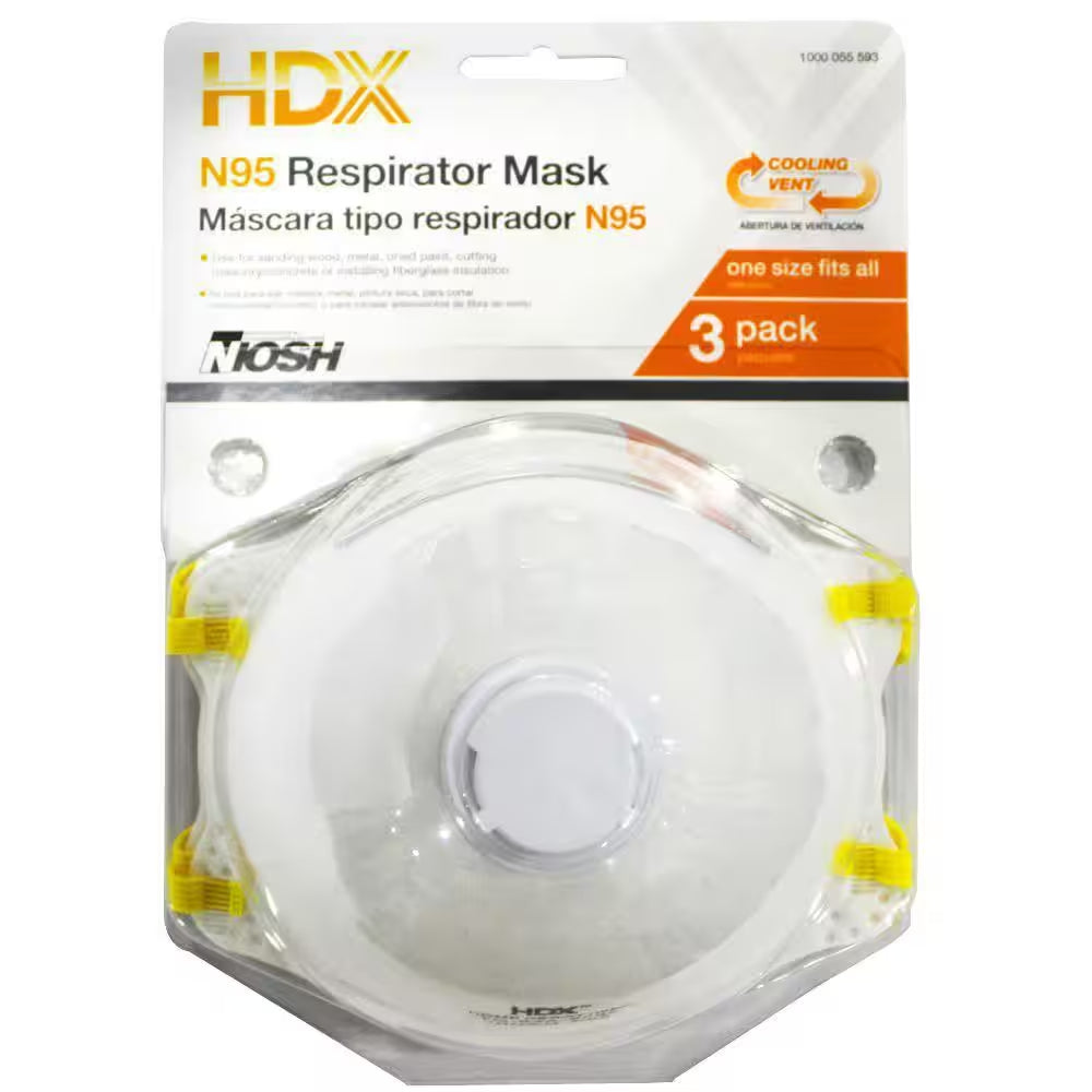 N95 Disposable Respirator Valve Blister (3-Pack)