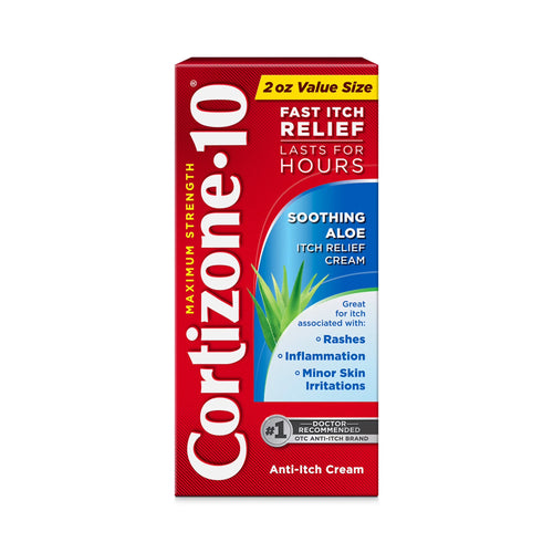 (3 Pack) Cortizone-10 Maximum Strength Soothing Aloe Itch Relief Cream, 1% Hydrocortisone, Fast-Acting, Anti-Itch Cream for Bug Bites, Rash, Eczema, Psoriasis, Poison Ivy, Oak, Sumac & More, 2 Oz