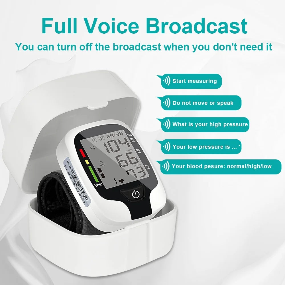Blood Pressure Monitors -  Automatic Blood Pressure Machine Wrist BP Monitor Cuff with Heart Rate, Memory and Carrying Case