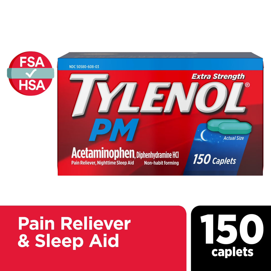 PM Extra Strength Pain Relief & Sleep Aid Caplets, Value Size, 150 Count