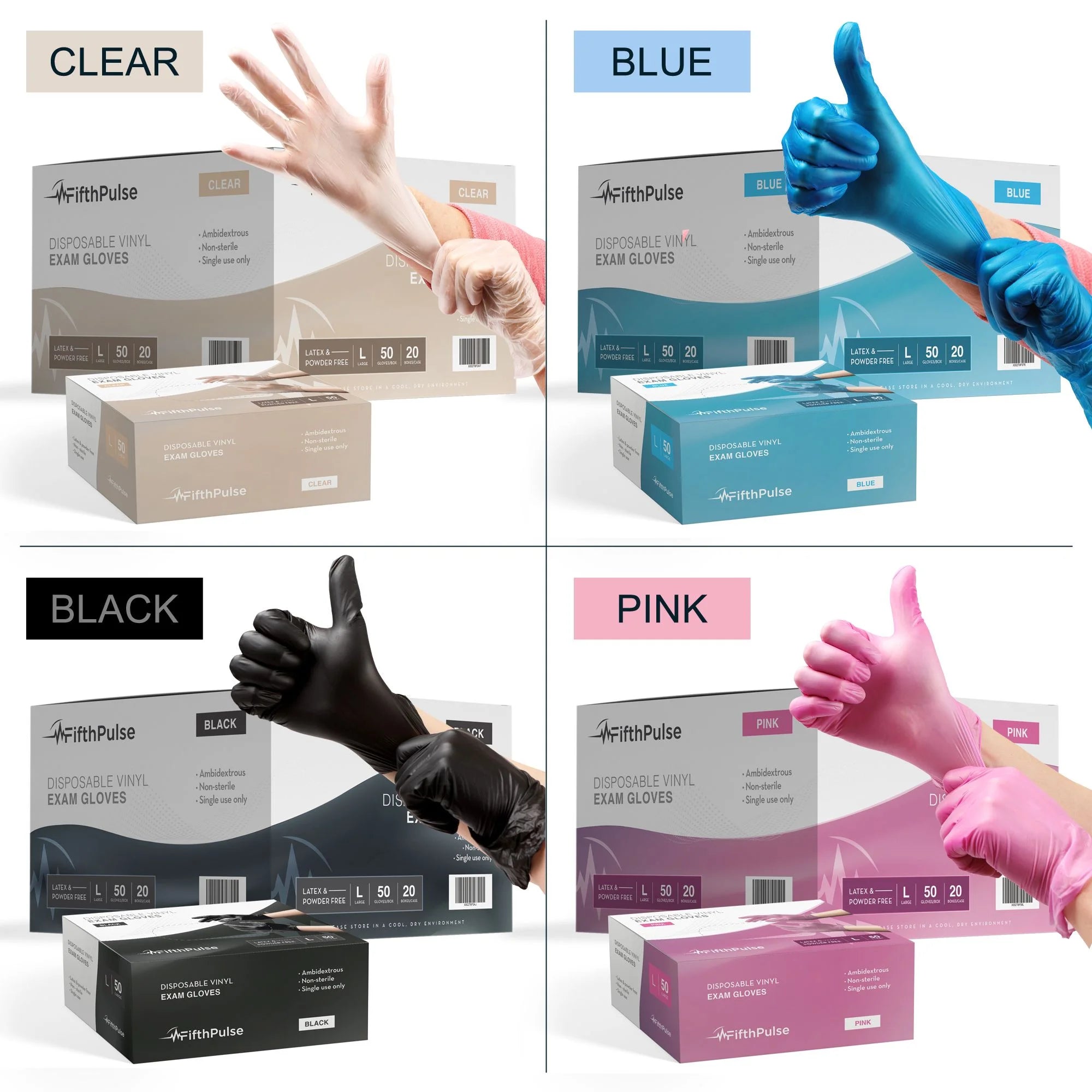Disposable Vinyl Exam Gloves - Pink - Box of 50 - XL