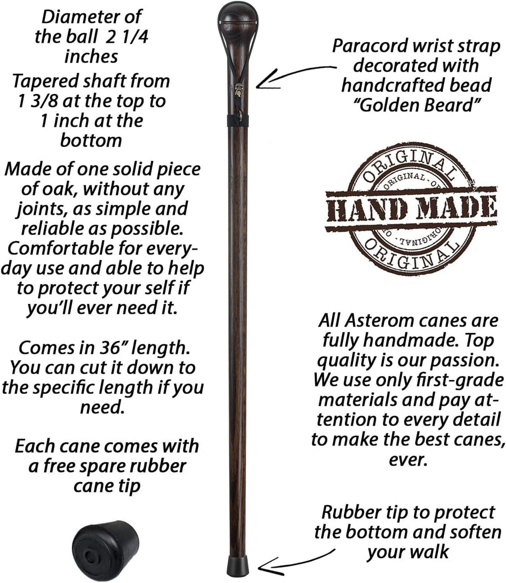 Unique Handmade Hardwood Walking Stick with Paracord Skull Strap