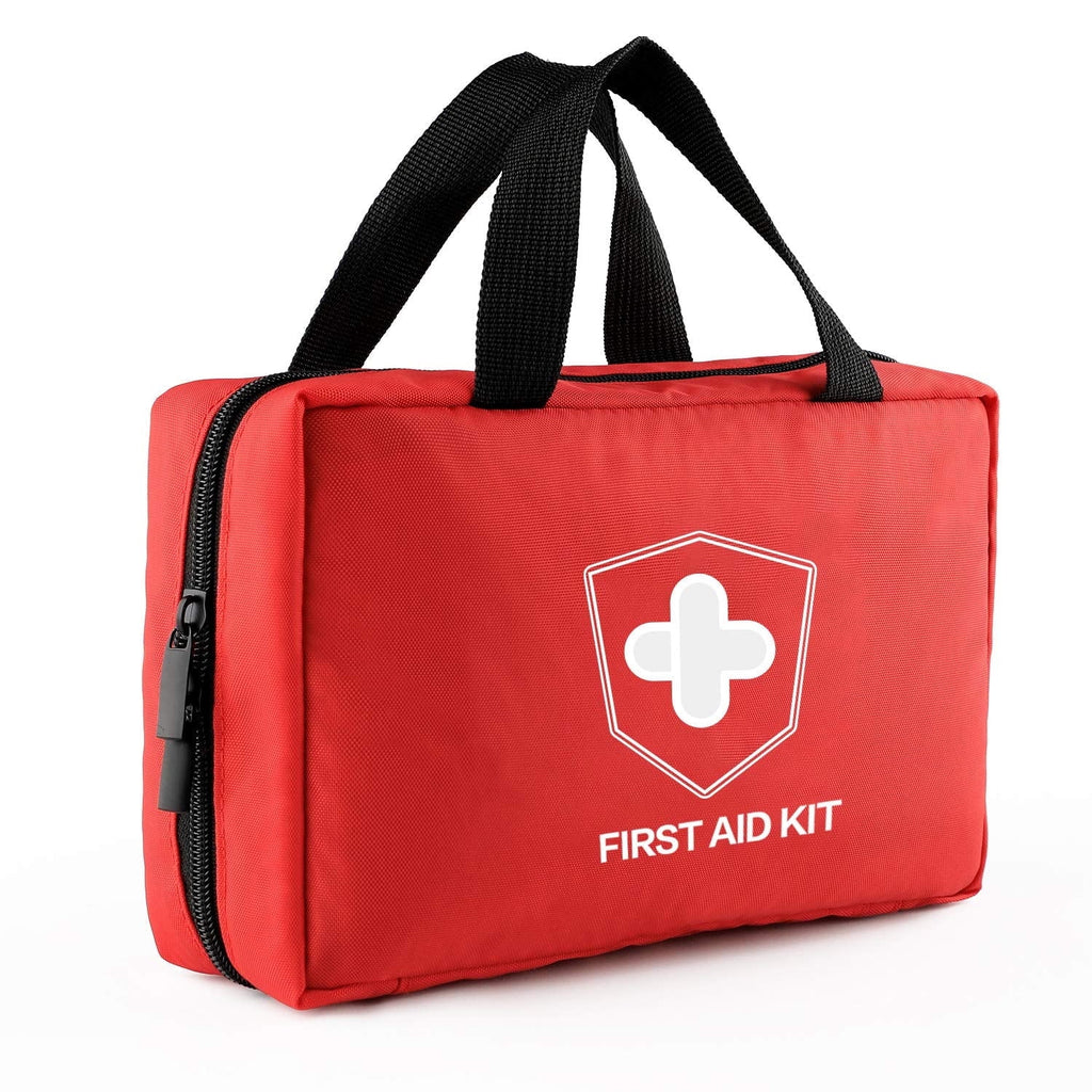 220 Piece First Aid Kit, Premium Compact Trauma Medical Kits for Any Emergencies, Ideal for Home, Office, Car, Travel, Outdoor, Camping, Hiking, Boating (Red)