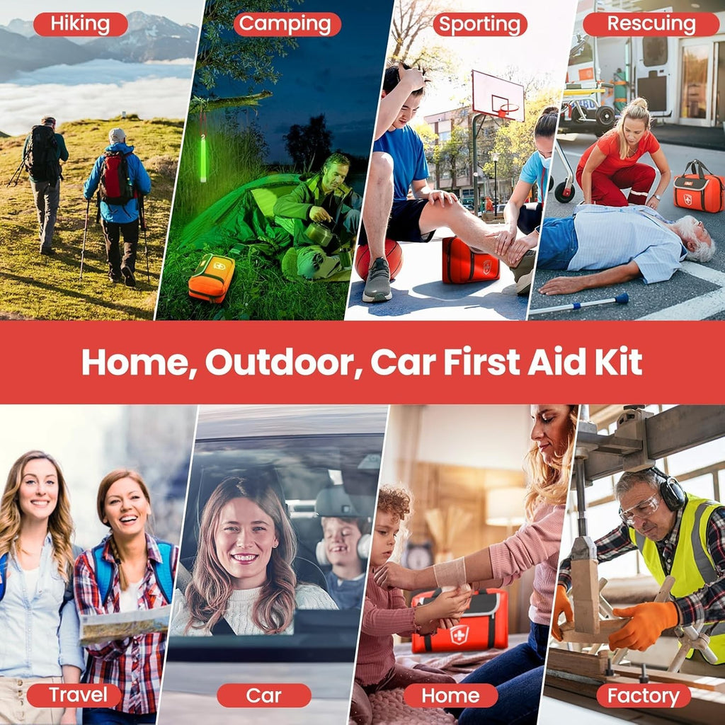 350 Piece First Aid Kit for Car & Home, Waterproof Emergency Survival Gear