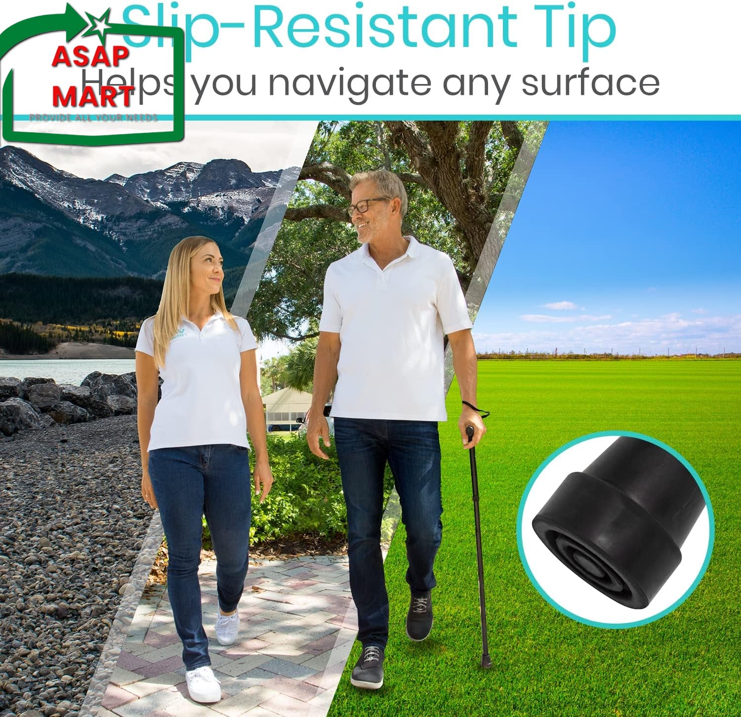 Vive Folding Cane - Foldable Walking Cane for Men, Women - Fold-Up, Collapsible.