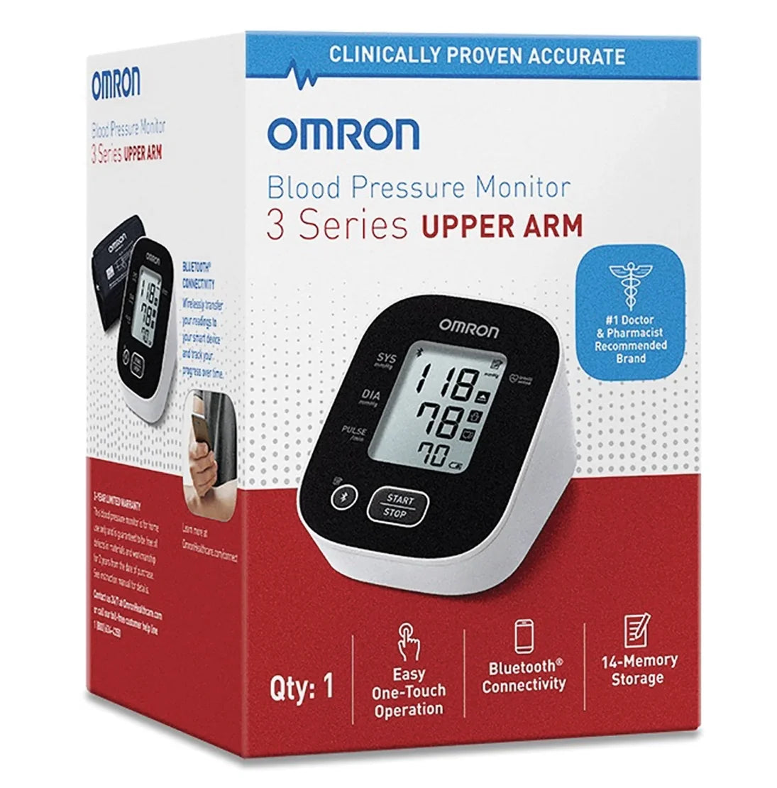 3 Series Upper Arm Blood Pressure Monitor with Arm Cuff – Home Use BP Monitor