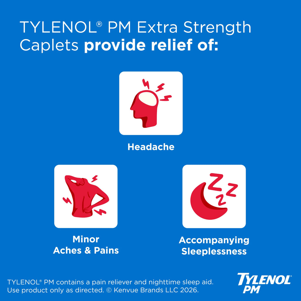 PM Extra Strength Nighttime Pain Relief and Sleep Aid Caplets, Fast, Strong, 100 Count