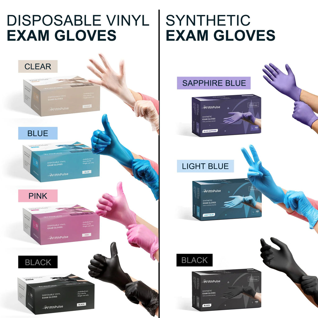 Disposable Vinyl Exam Gloves - Pink - Box of 50 - XL