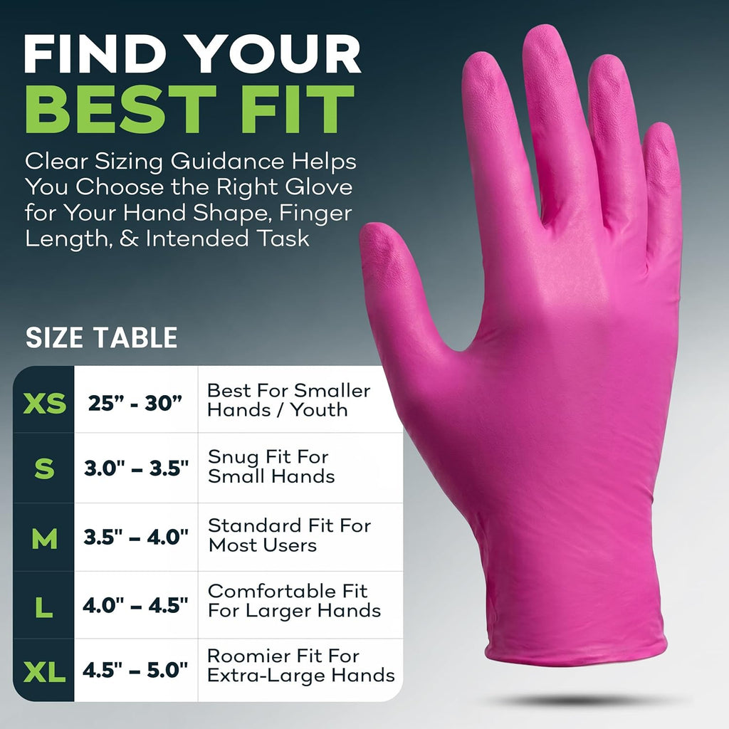 Fuchsia Hot Pink Nitrile Disposable Gloves -3 Mil Medical Exam Nitrile Gloves -Powder and Latex Free