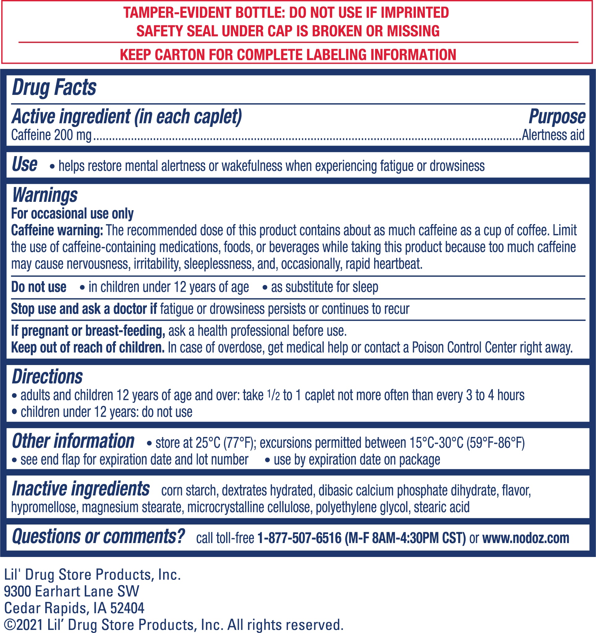 Maximum Strength Caffeine Alertness Aid 200Mg, 60 Caplets