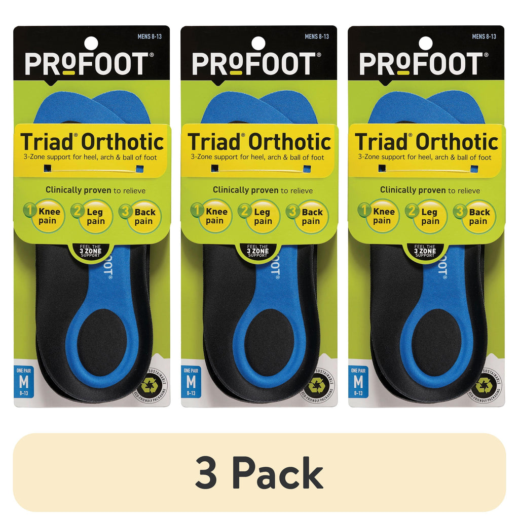 (3 Pack)  Triad Orthotic Insoles for Knee, Leg & Back Pain, Men'S 8-13, 1 Pair