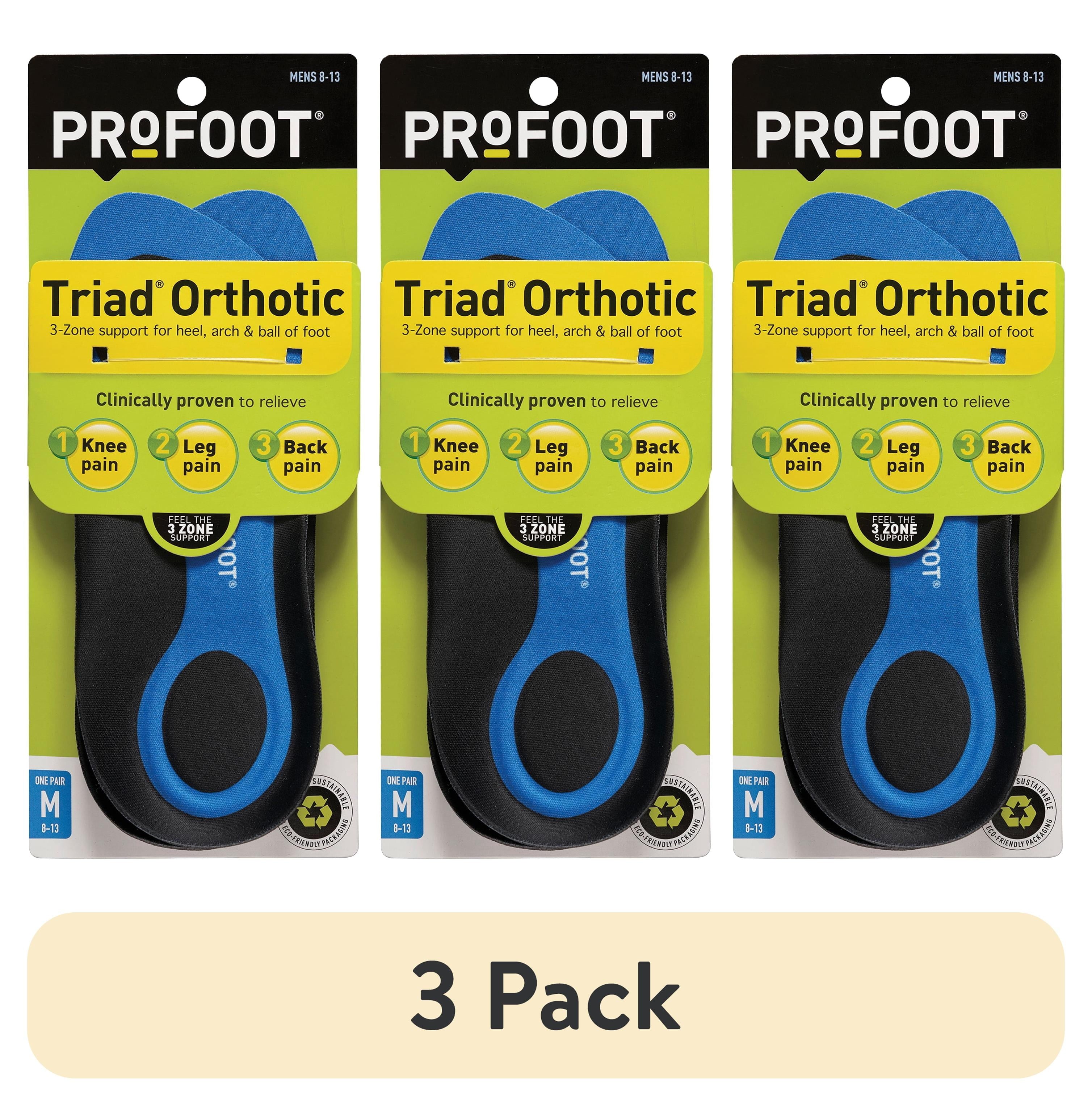 (3 Pack)  Triad Orthotic Insoles for Knee, Leg & Back Pain, Men'S 8-13, 1 Pair