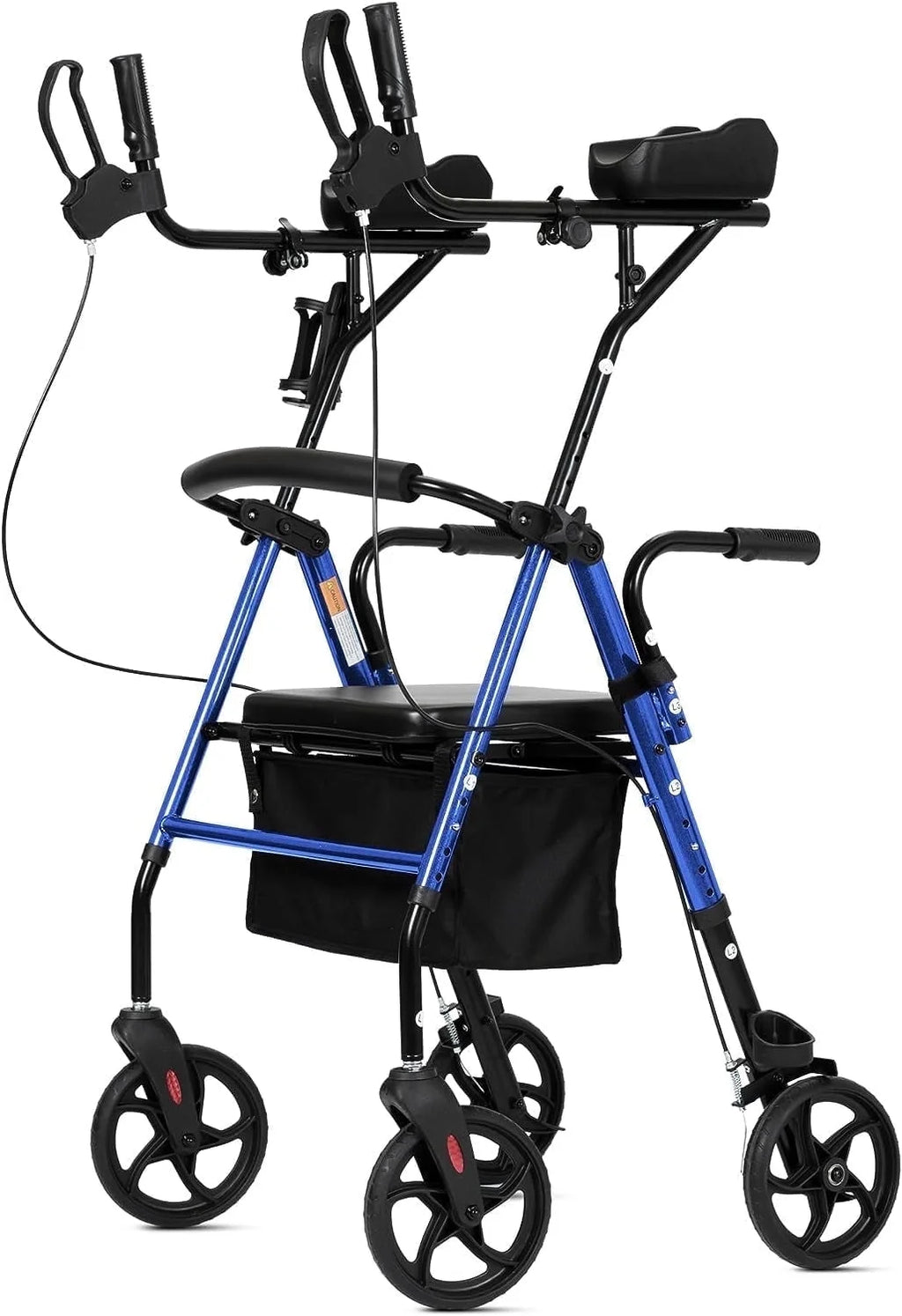 Stand up Folding Rollator Walker, Aluminum Upright Rollator Walker with Seat and Backrest for Seniors, Purple