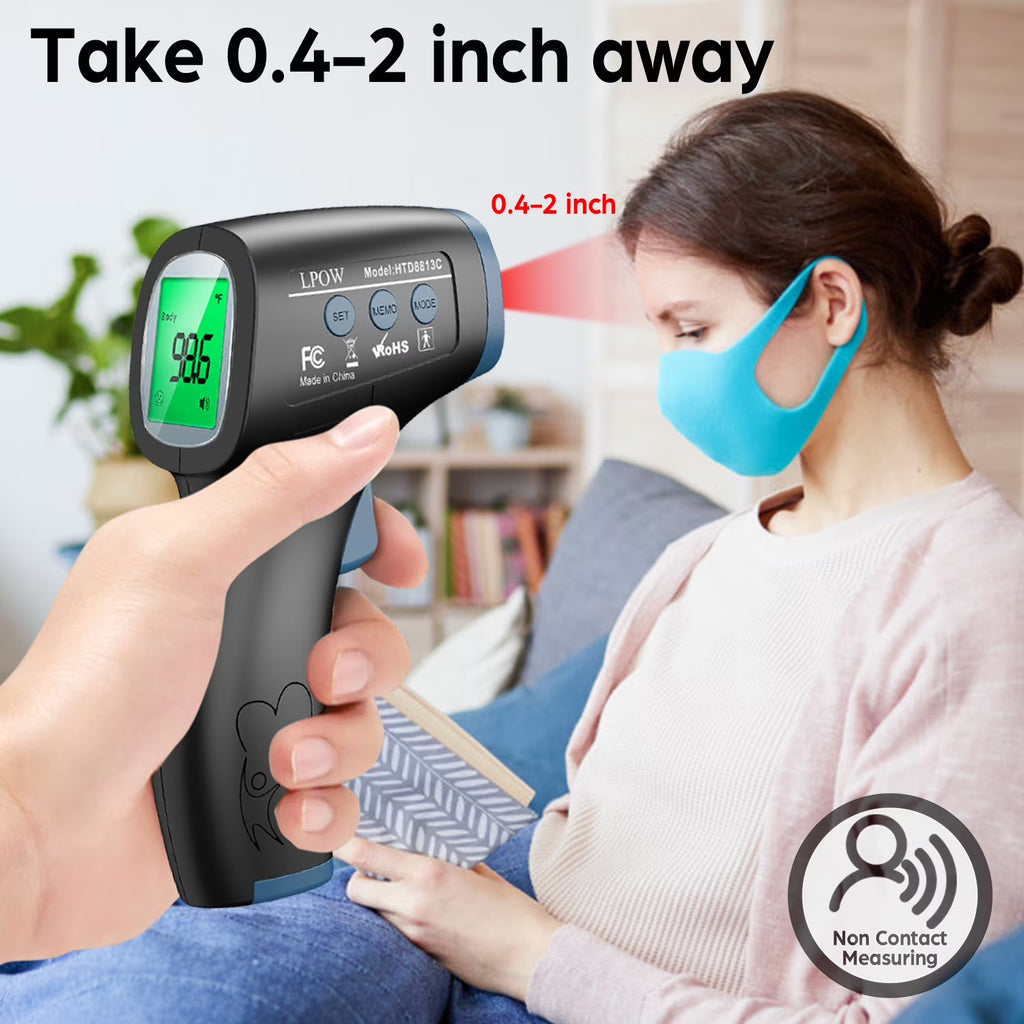 Infrared Digital Forehead Thermometer, 1S Reading, 3 Colors Backlight, 50 Memories Recall, All Ages