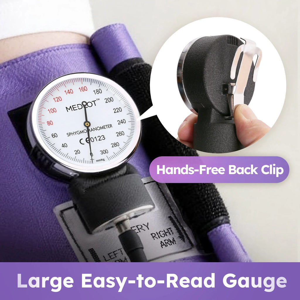 Manual Blood Pressure Cuff, Aneroid Sphygmomanometer and Dual Head Stethoscope Kit,Purple