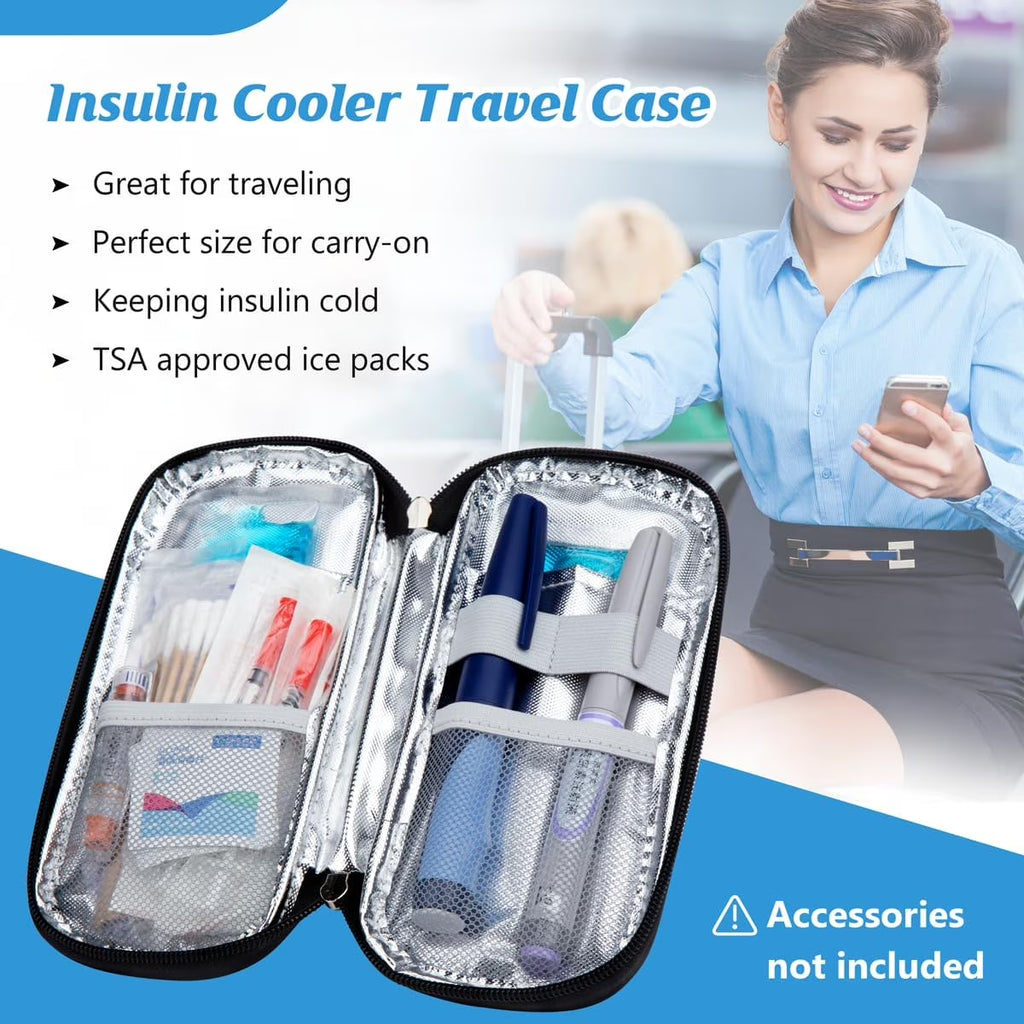 Insulin Cooler Travel Case with 2 TSA Approved Ice Packs - Insulin Pen Cooler Case, Suitable for Diabetic Insulin Bag, Medication for Peptide Case(Purple Pink Rose)