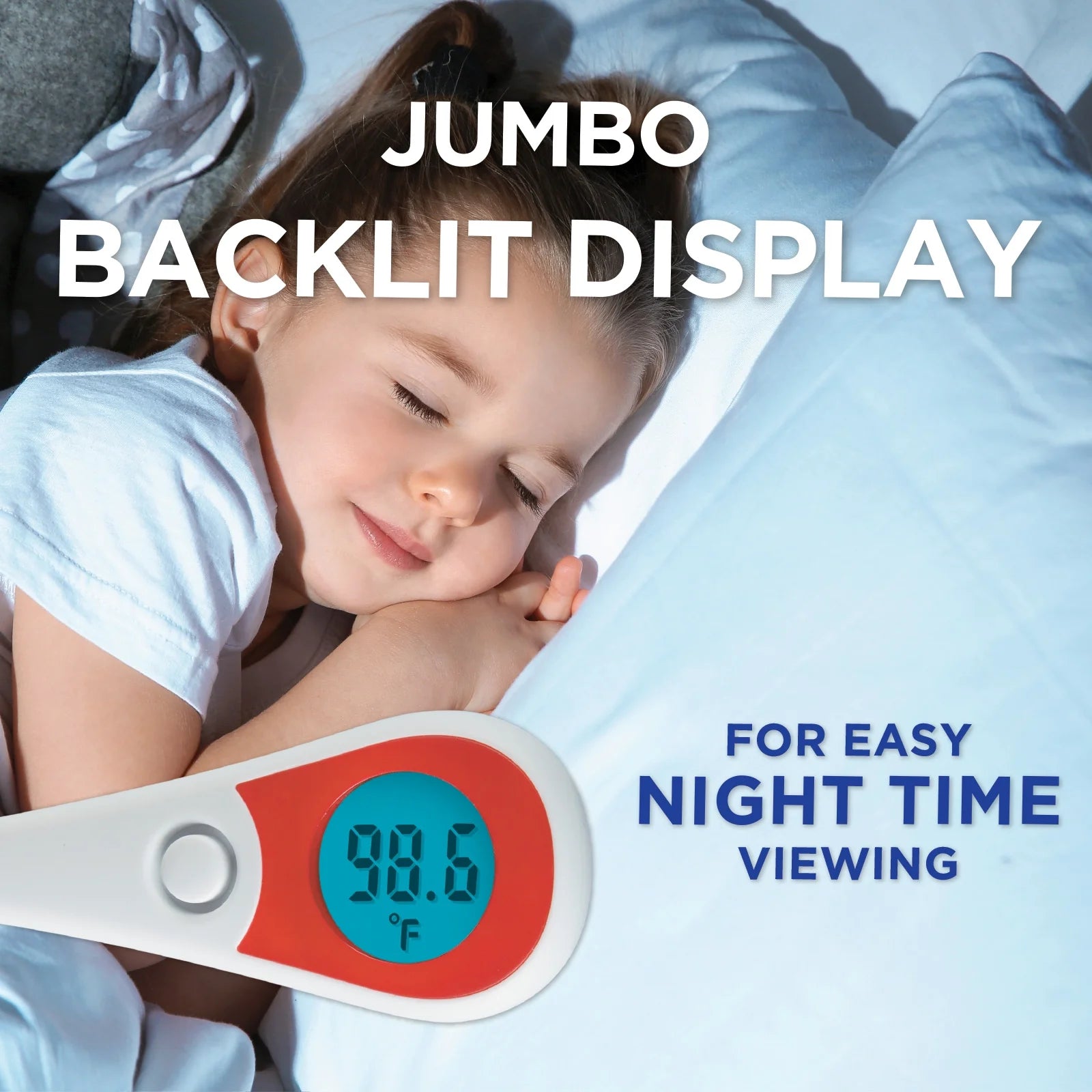 Digital Thermometer | 8-Second Readout | Jumbo Backlit Display | Flexible Tip