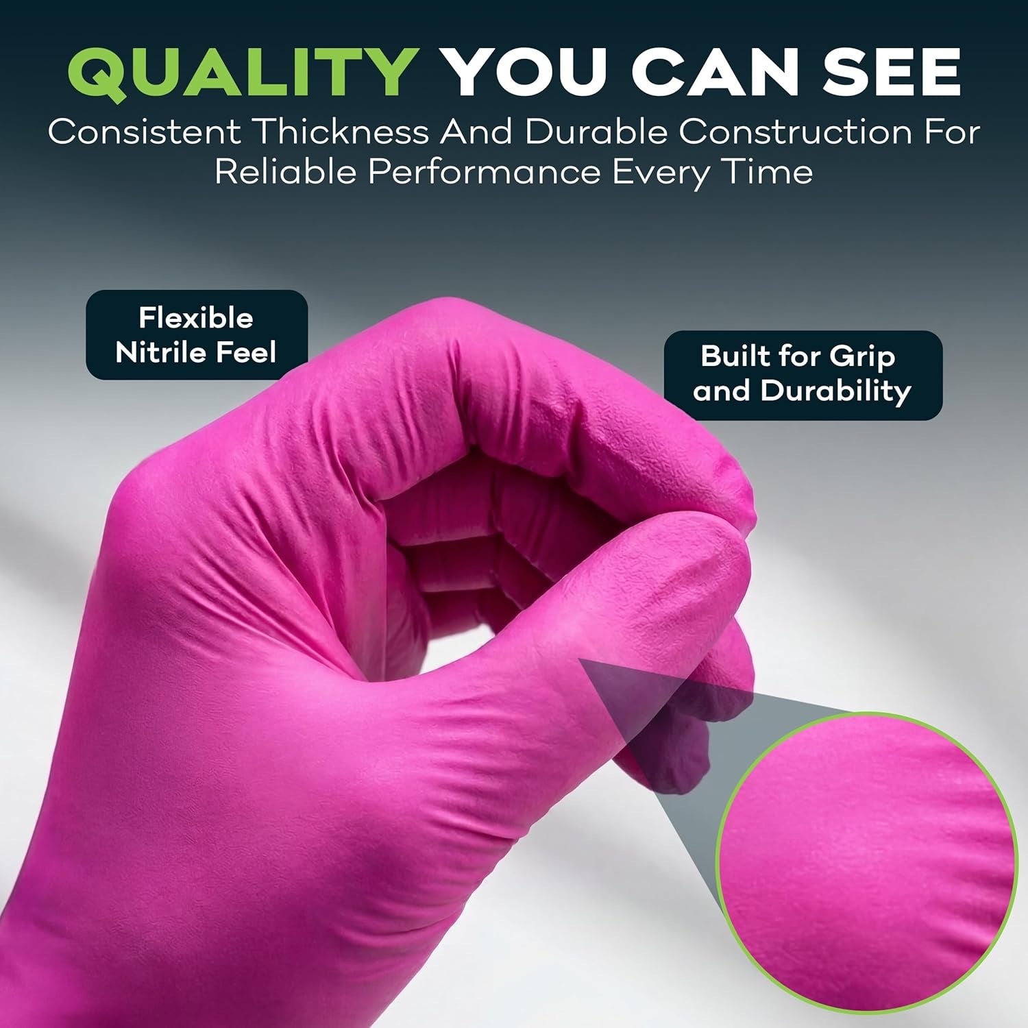 Fuchsia Hot Pink Nitrile Disposable Gloves -3 Mil Medical Exam Nitrile Gloves -Powder and Latex Free