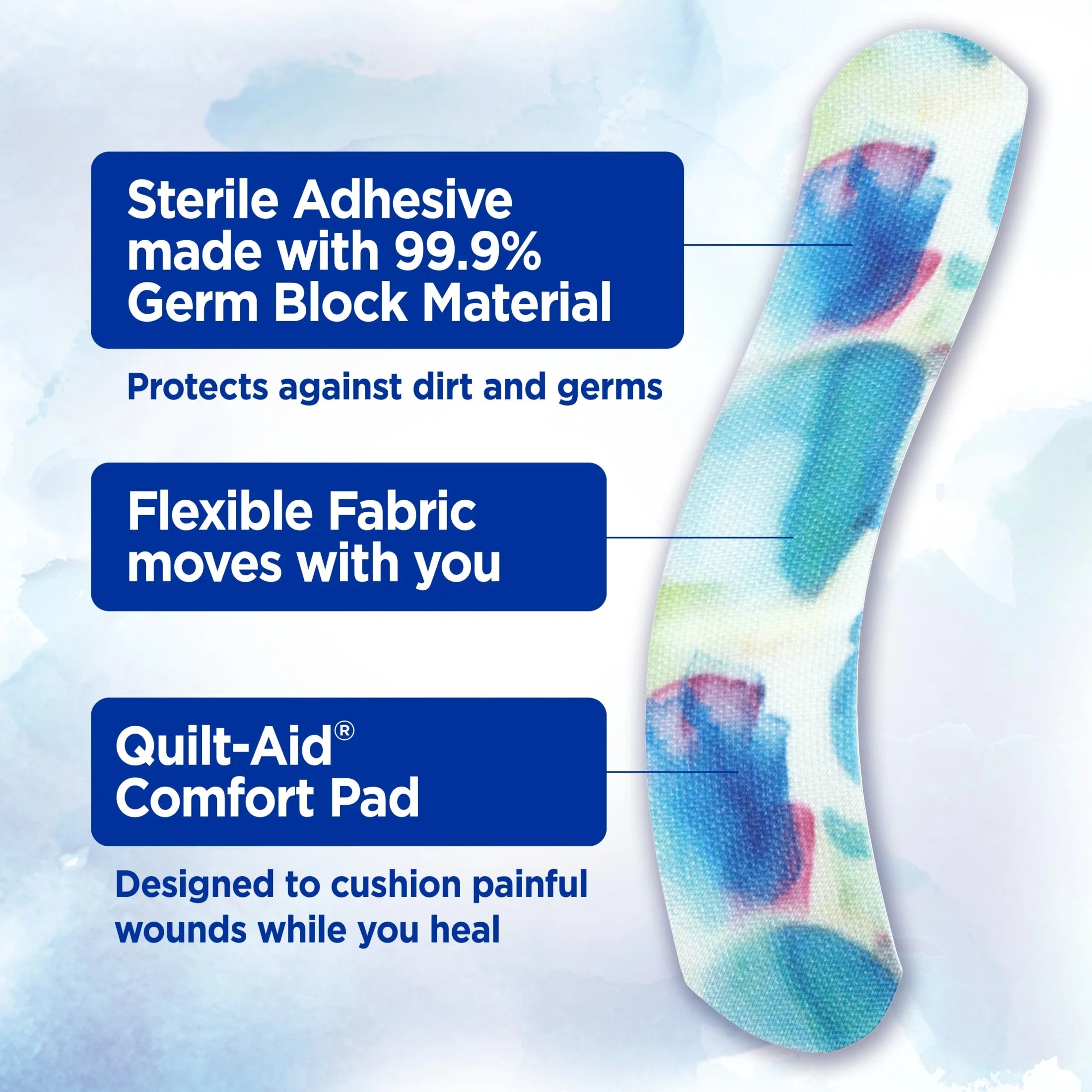 (3 Pack)  Brand Flexible Fabric Bandages, Water Color, Assorted, 30 Count