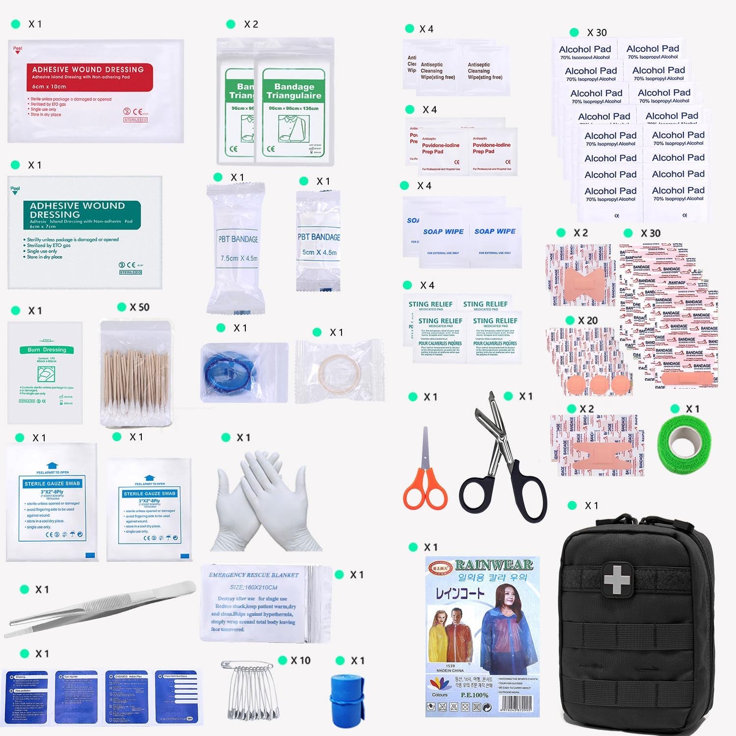 EMT Pouch MOLLE Ifak Pouch Tactical MOLLE Medical First Aid Kit Utility Pouch (With Medical Supplies)