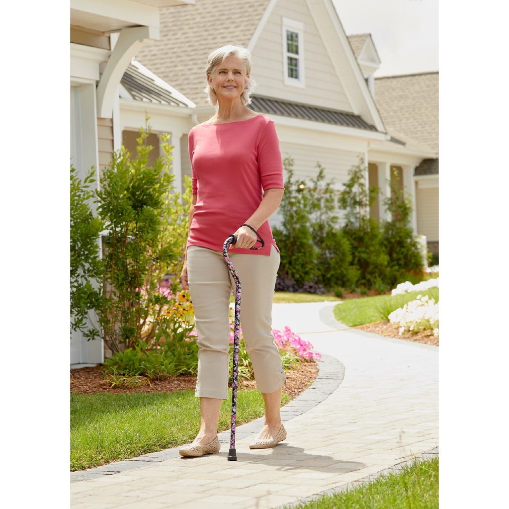 Ergo Offset Adjustable Handle Walking Cane for All Occasions, Black, 250 Lb Weight Capacity