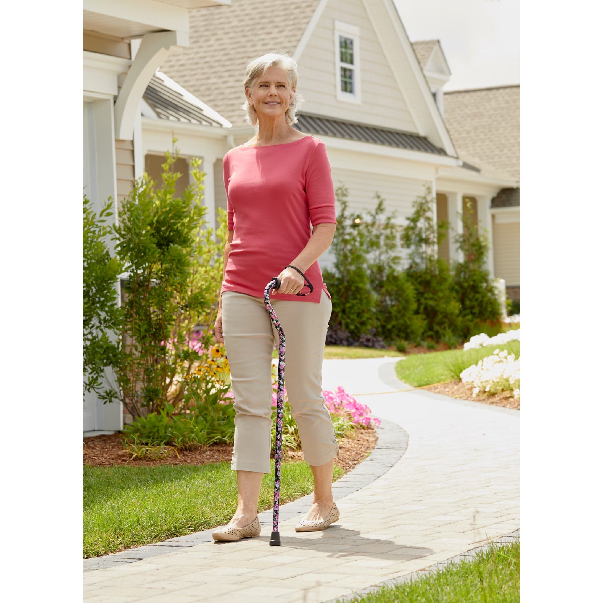 Ergo Offset Adjustable Handle Walking Cane for All Occasions, Black, 250 Lb Weight Capacity