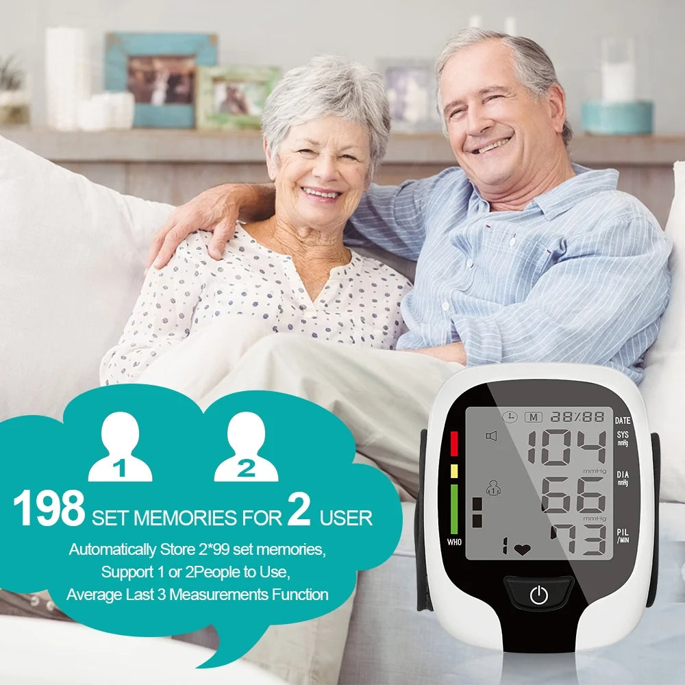 Blood Pressure Monitors -  Automatic Blood Pressure Machine Wrist BP Monitor Cuff with Heart Rate, Memory and Carrying Case