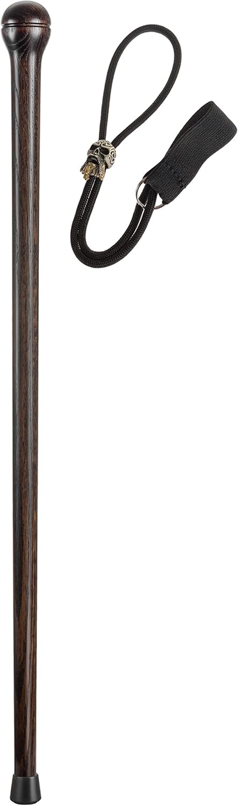 Unique Handmade Hardwood Walking Stick with Paracord Skull Strap