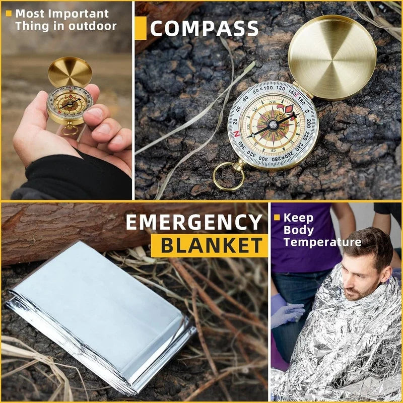 Survival Kits 57 Pcs,Emergency Survival Gear Tools for Outdoor Camping, Hiking,Gifts for Men Dad Husband Teenage Boy
