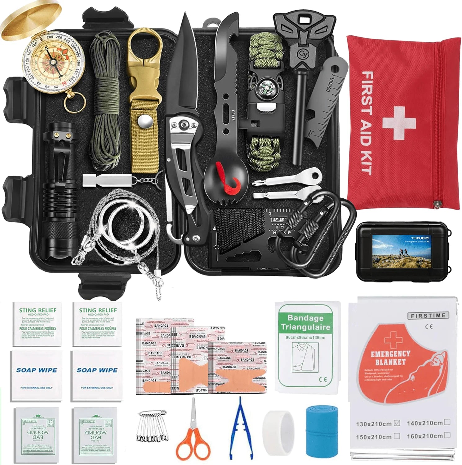 Survival Kits 57 Pcs,Emergency Survival Gear Tools for Outdoor Camping, Hiking,Gifts for Men Dad Husband Teenage Boy