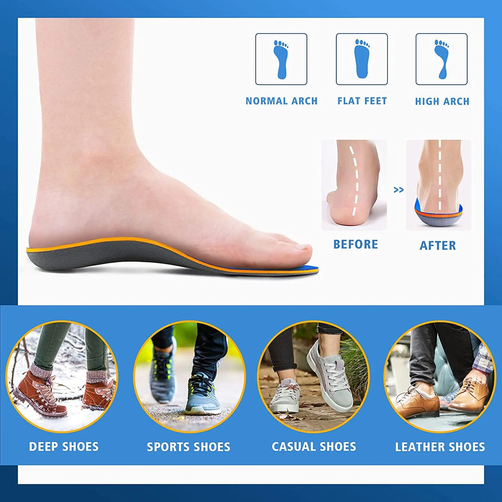 Arch Support Insoles for Plantar Fasciitis,Comfort Orthotic Shoe Inserts for Men Women Flat Foot