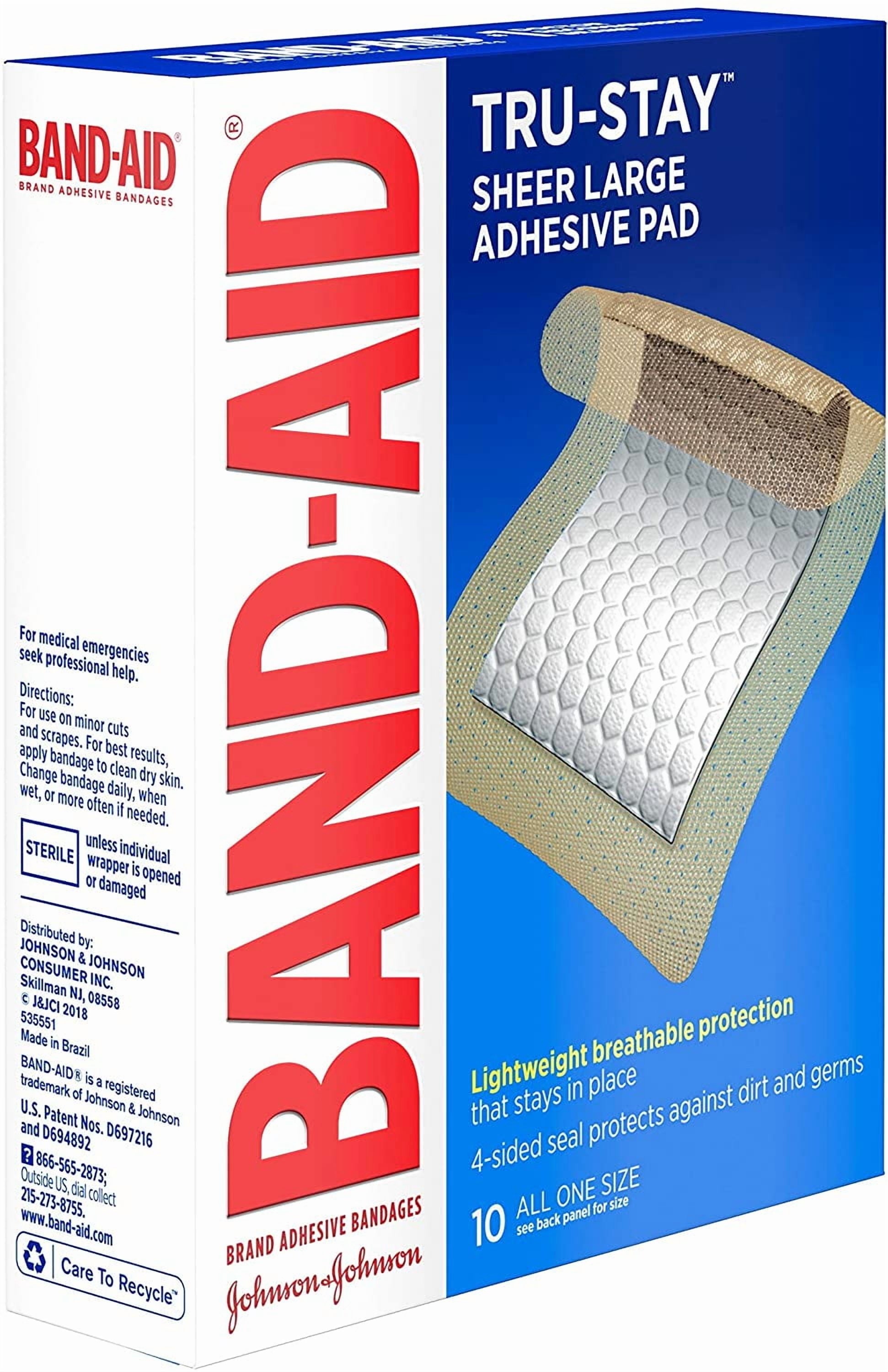 Brand Tru-Stay Adhesive Pads, Large Sterile Bandages, 10 Ct